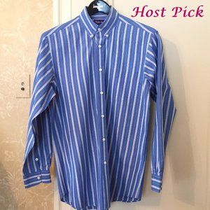 RALPH LAUREN PURPLE LABEL blue stripe shirt sz L